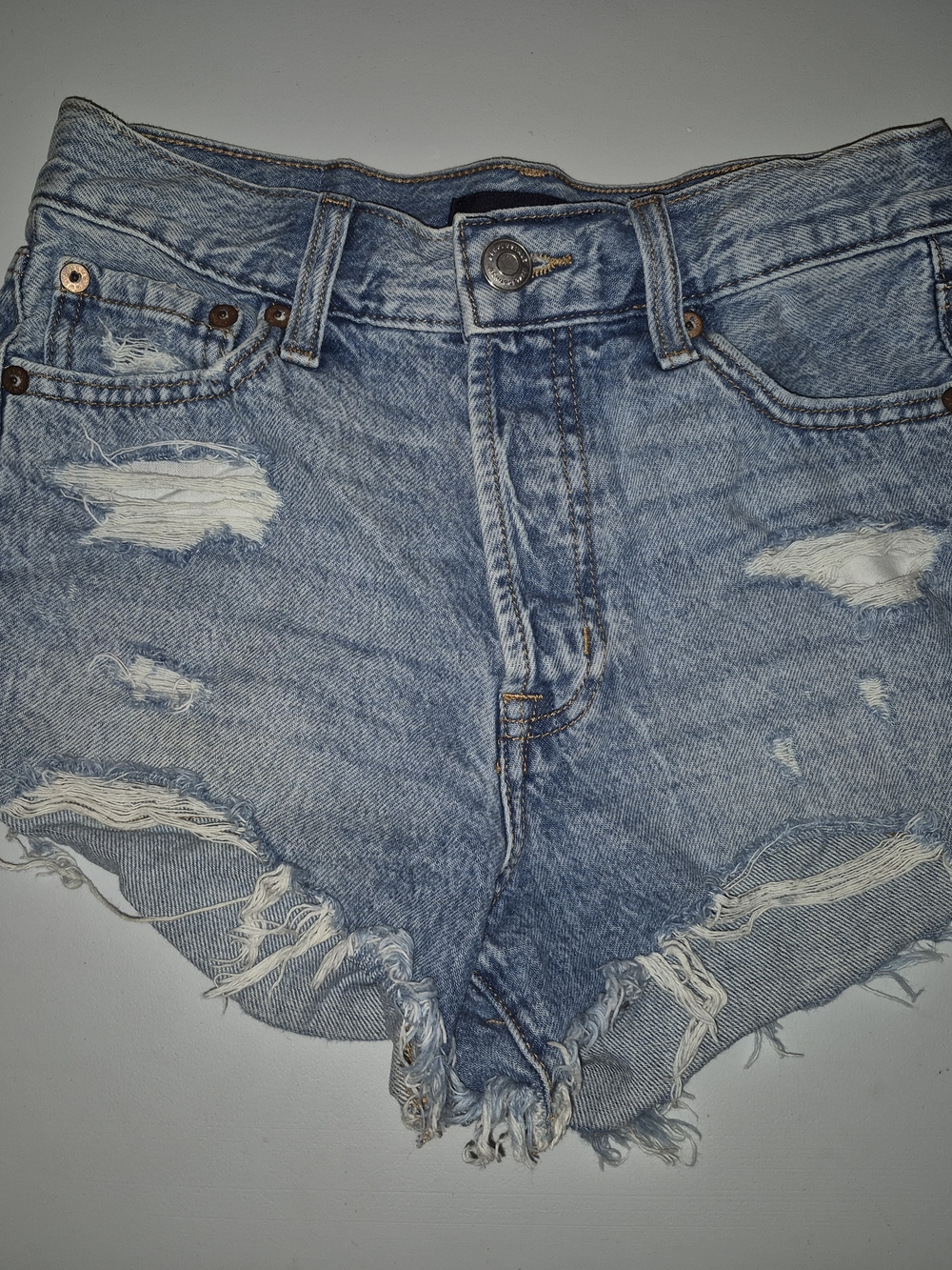 Aeropostale Light Blue Distressed Denim Cutoff Shorts